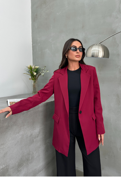 Kadın Blazer Ceket Rahat Kalıp Astarlı Tek Düğmeli Ceket