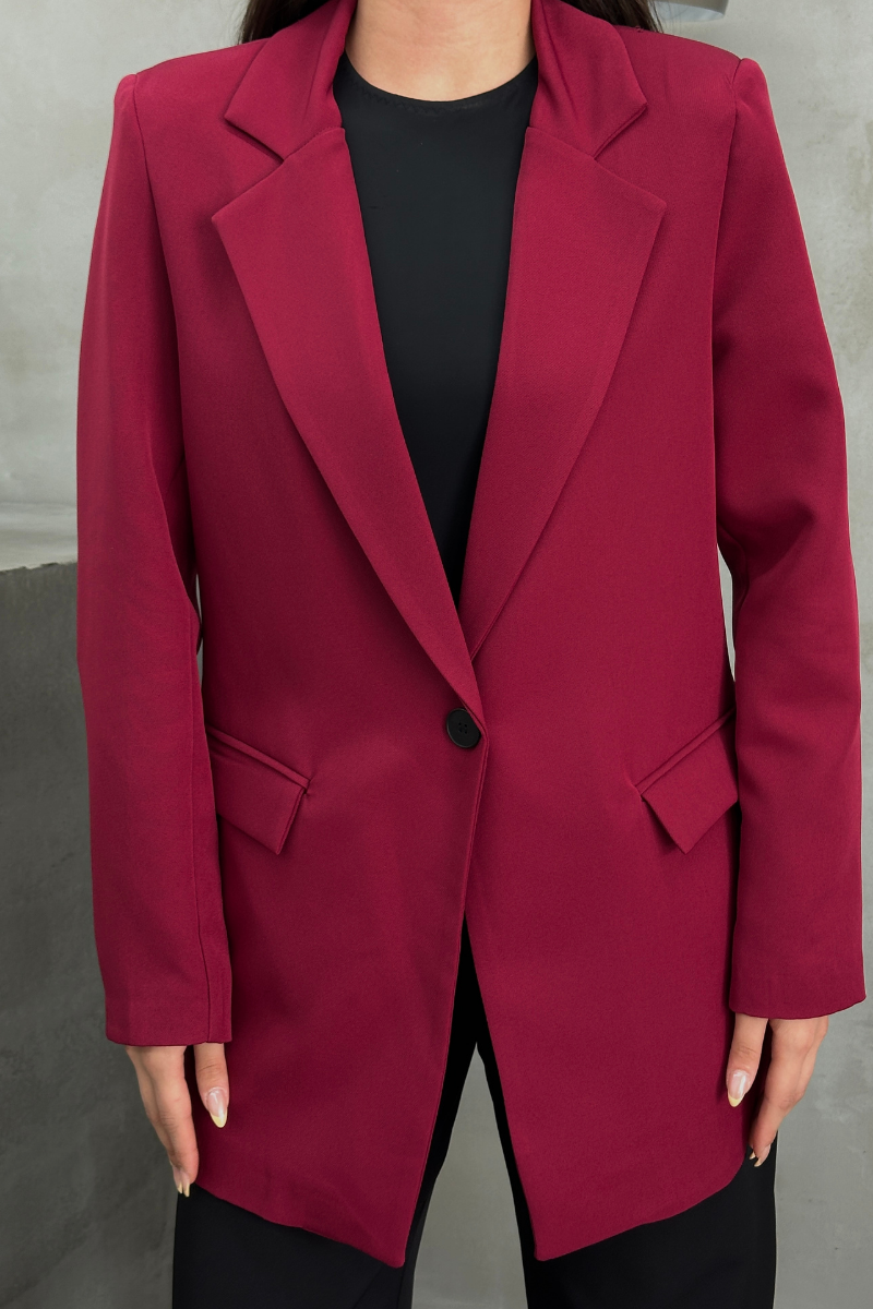 Kadın Blazer Ceket Rahat Kalıp Astarlı Tek Düğmeli Ceket