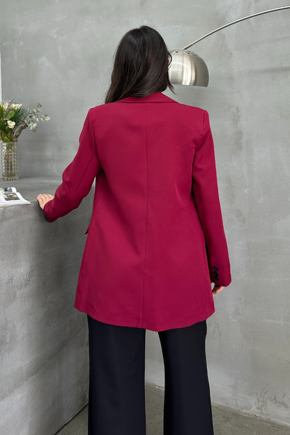 Kadın Blazer Ceket Rahat Kalıp Astarlı Tek Düğmeli Ceket