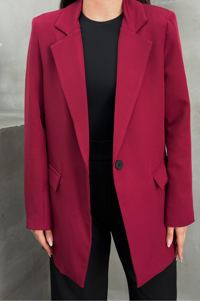 Kadın Blazer Ceket Rahat Kalıp Astarlı Tek Düğmeli Ceket