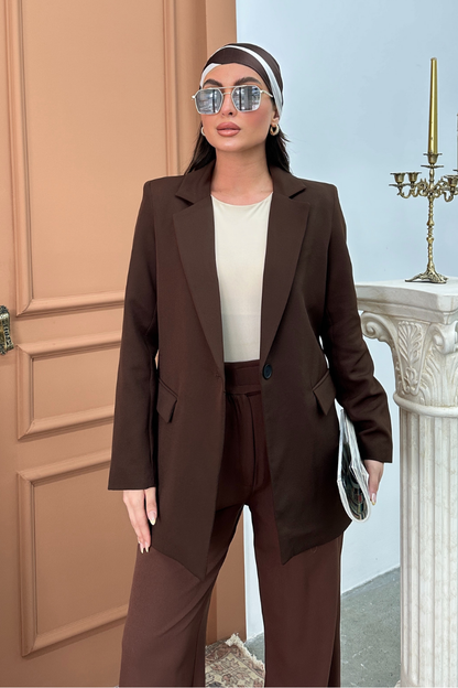 Kadın Blazer Ceket Rahat Kalıp Astarlı Tek Düğmeli Ceket