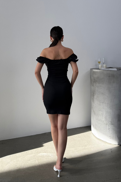 Kadın Elbise Mini Yazlık Kısa Kollu Yaka Detaylı Esnek Bodycon Elbise