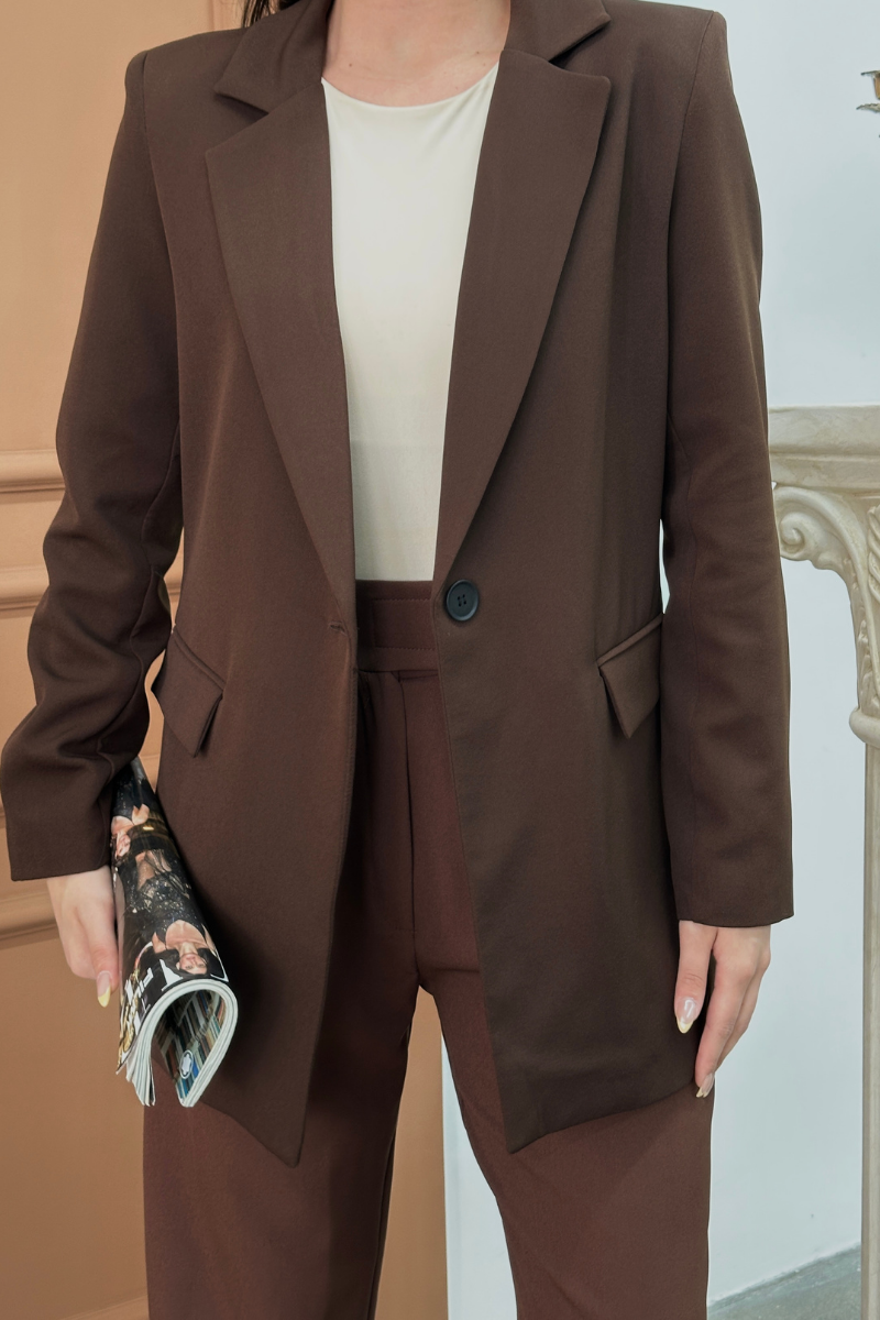 Kadın Blazer Ceket Rahat Kalıp Astarlı Tek Düğmeli Ceket