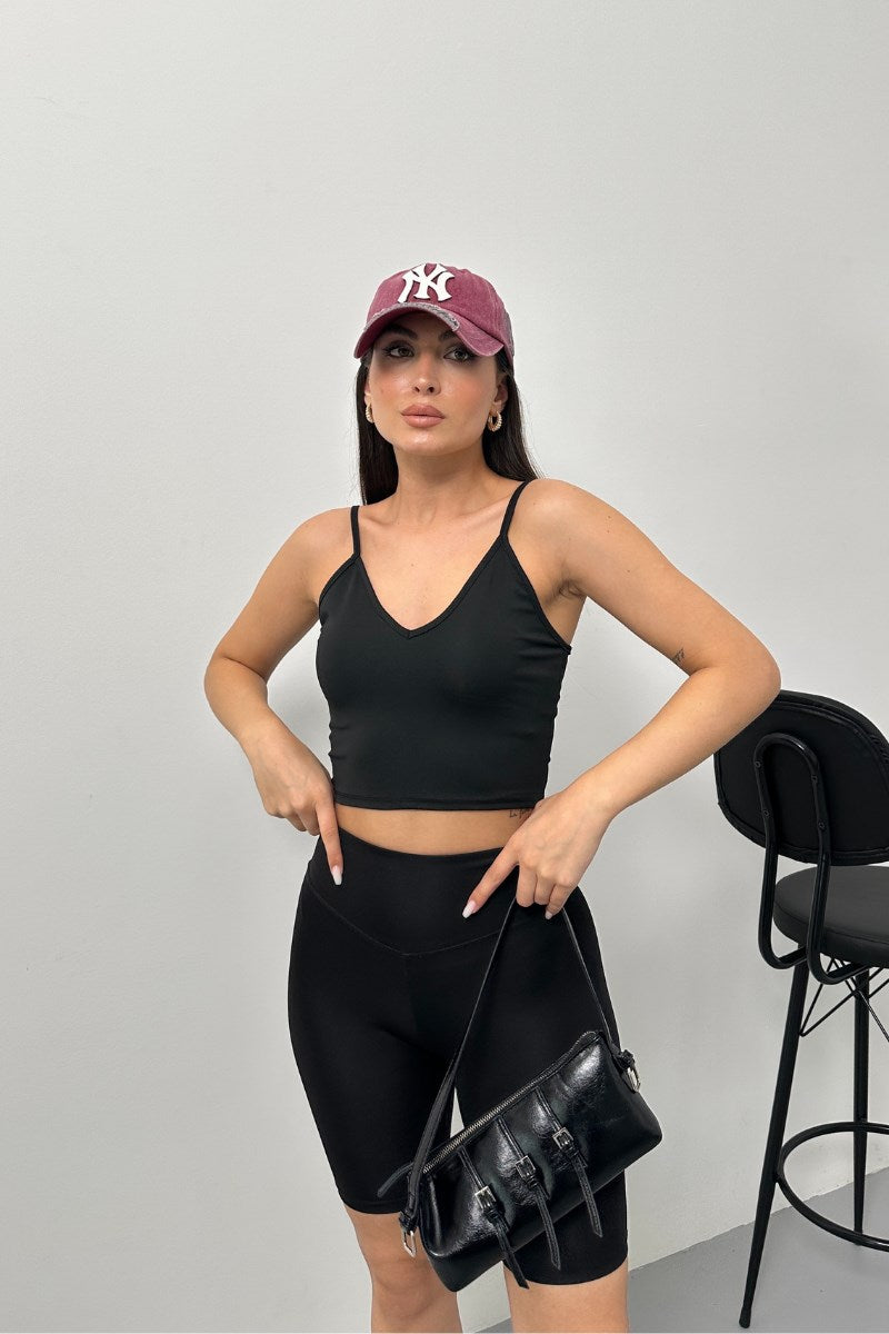 Kadın Crop Top Askılı V Yaka Büstiyer BEYAZ L