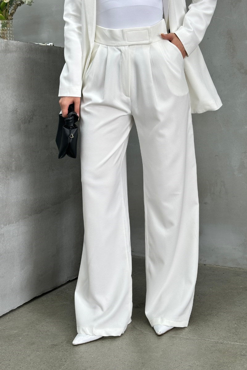 Kadın Palazzo Pantolon Beli Cırtlı Çift Cepli Bol Paça Pantolon