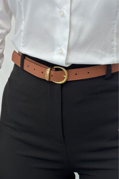 Kadın İkili Alt Üst Takım Kemerli Çizgili Astarlı Cep Detaylı Regular Blazer Ceket Pantolon Takım