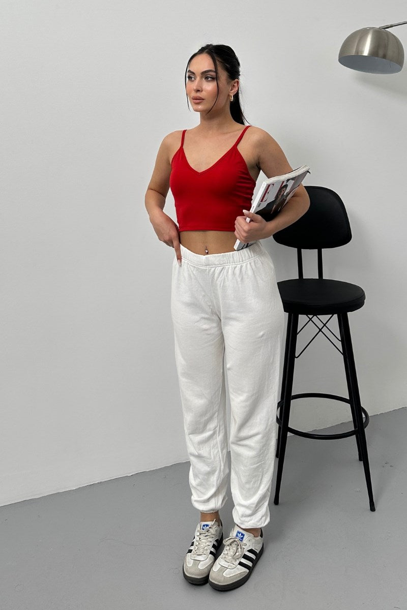 Kadın Crop Top Askılı V Yaka Büstiyer