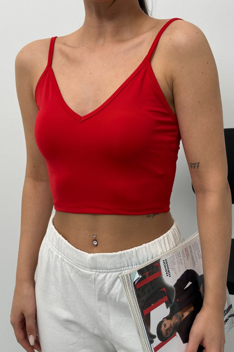 Kadın Crop Top Askılı V Yaka Büstiyer