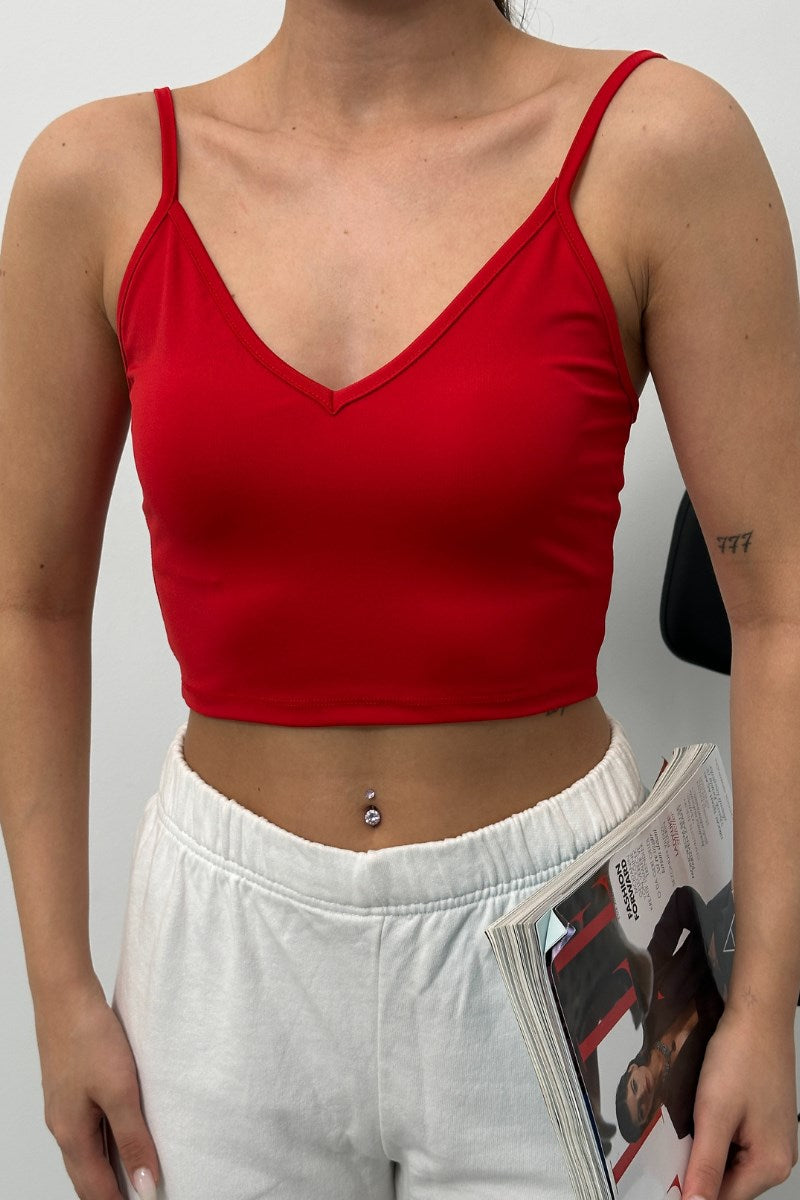 Kadın Crop Top Askılı V Yaka Büstiyer